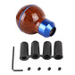 Wood-texture gear shift knob with blue sleeve; includes screws and hex key