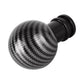 Round car gear shift knob with black carbon fiber texture and black mounting stem