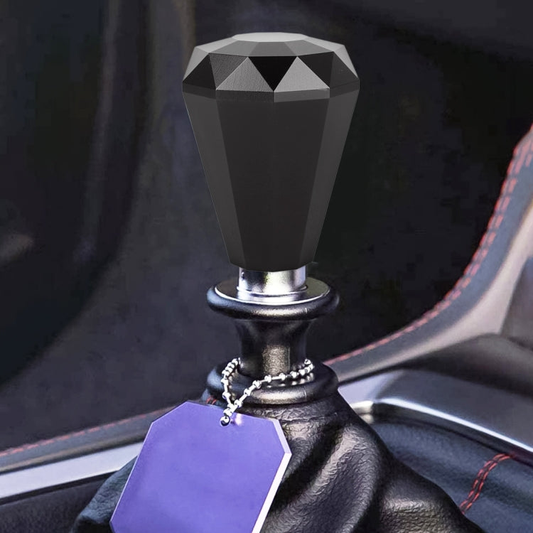 Purple diamond-cut metal gear shift knob with chrome base and black leather boot