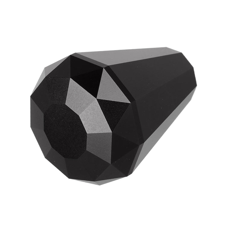 Black diamond-cut metal gear shift knob with faceted top and tapered body