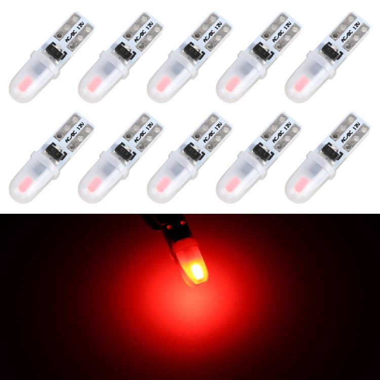 Set of T5 car instrument panel LED bulbs with red lighting glow