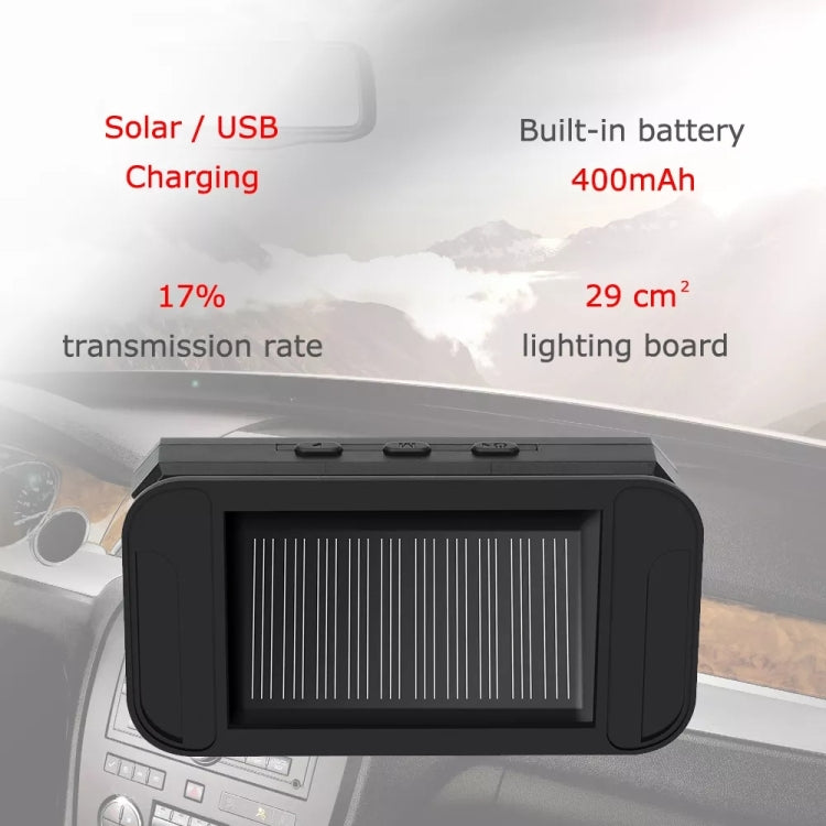 Solar-charging TPMS receiver with built-in solar panel and compact battery housing, black