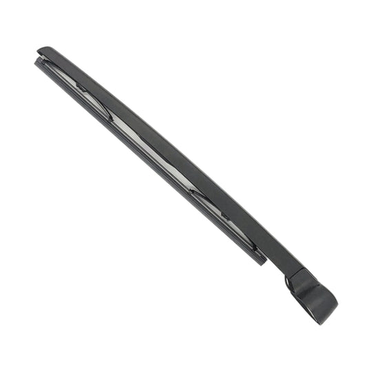 Black rear windshield wiper blade and arm with mounting bracket