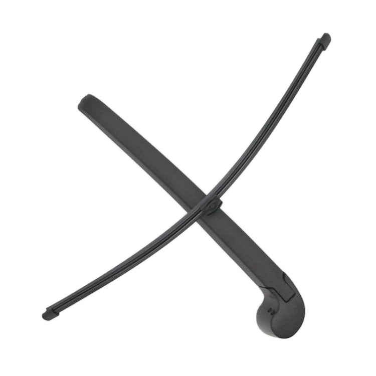 Rear wiper arm with long curved blade and mounting end