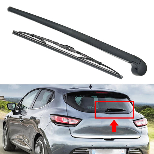 Rear windshield wiper arm blade assembly with dark gray arm and black rubber blade