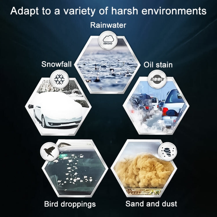Rear windshield wiper blade assembly with harsh-weather use icons