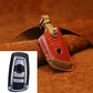 Red leather key fob protective cover for BMW, three-key case with key ring