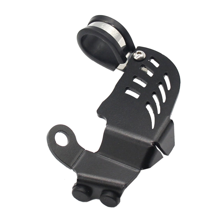 BMW side bracket switch guard with circular mounting hole and vent slits, black