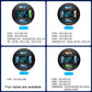 Car USB charger with four ports and blue digital display, showing charging readouts