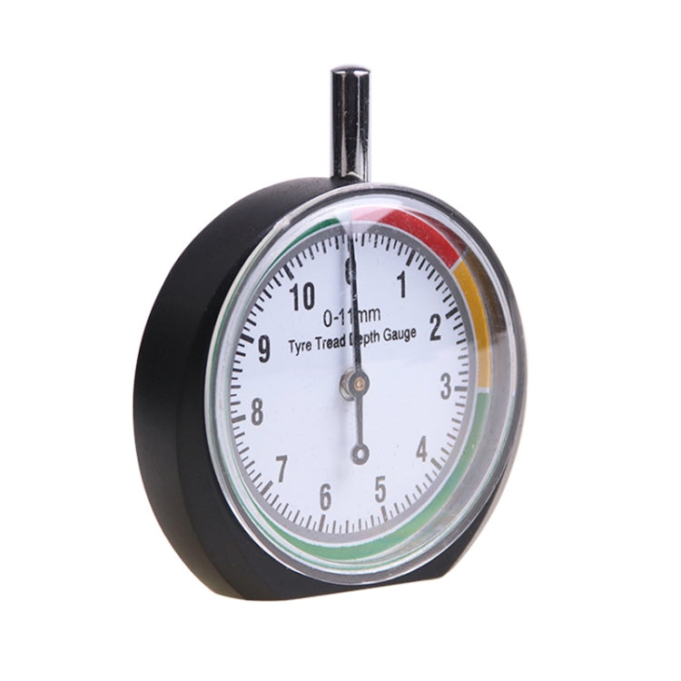 Tire tread depth gauge pointer dial with black housing and two metal mounting posts