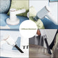 White handheld cordless vacuum cleaning sofa and car seat with attachments