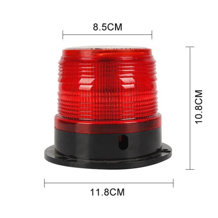 Red round solar warning light, 8.5 cm by 10.8 cm, stacked lens and black base