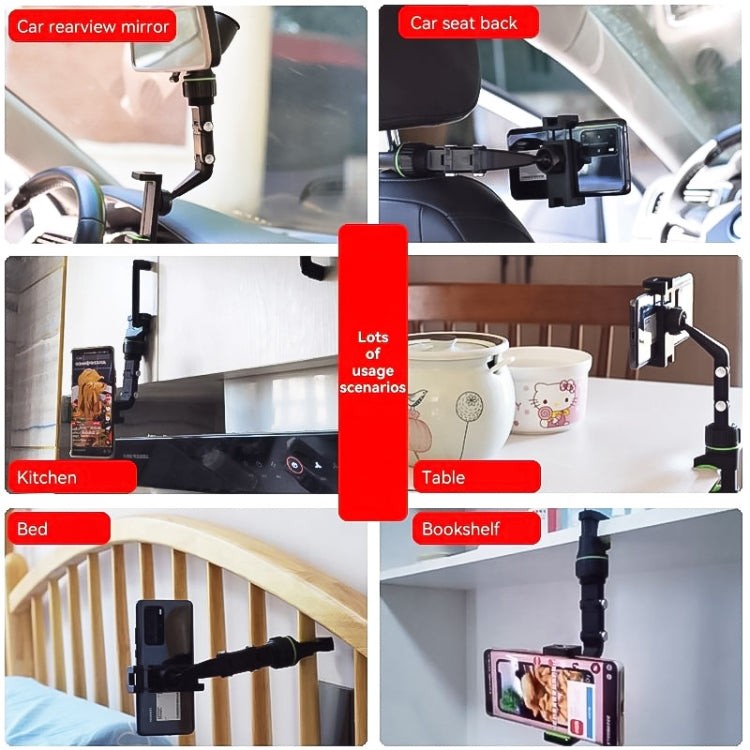 Rearview mirror phone holder bracket with adjustable clamp