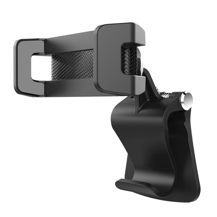 Grey car sun visor phone holder with adjustable clamp and cradle