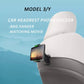 Headrest-mounted car phone holder with adjustable strap and cradle