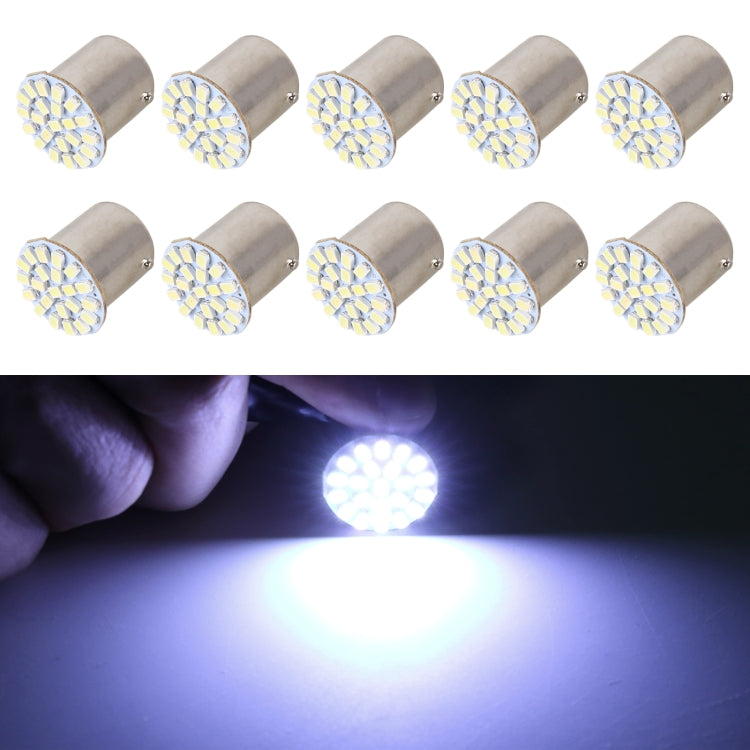 Set of 10 silver LED 1156 turn signal bulbs with white light lens
