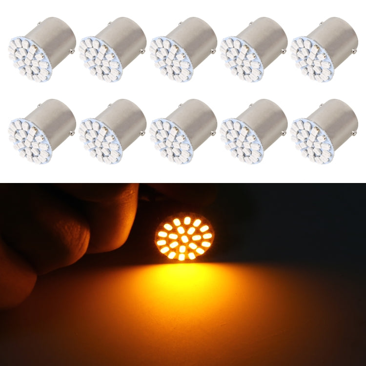 Set of 10 glowing yellow LED 1156 turn signal bulbs