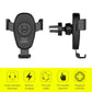 Black wireless car phone charger mount with vent clip and adjustable phone holder