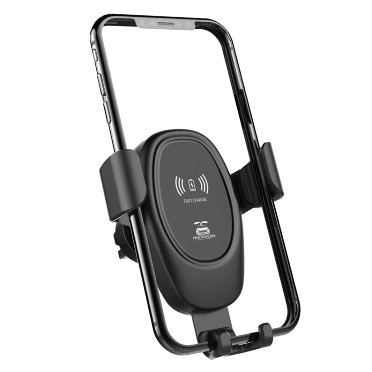 Black wireless car phone charger stand with phone cradle and side vent arms