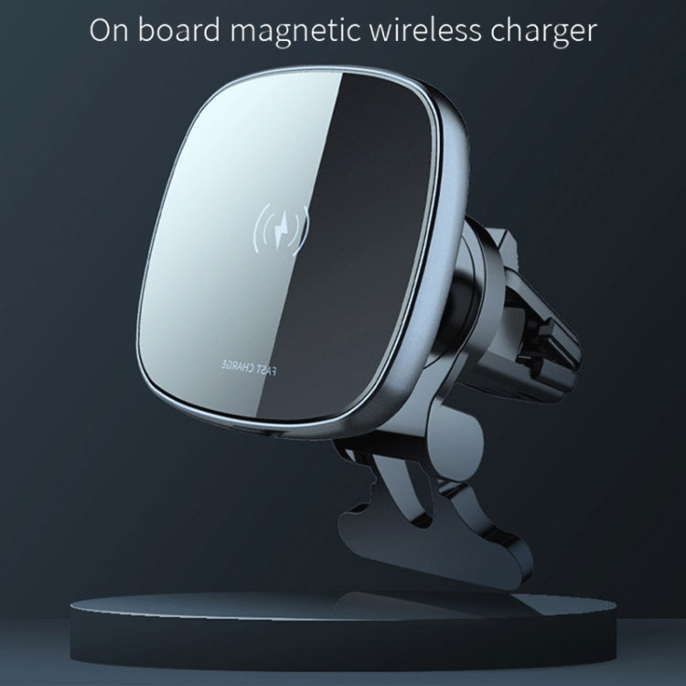 Circular magnetic wireless charging pad with car vent clip mount, dark gray