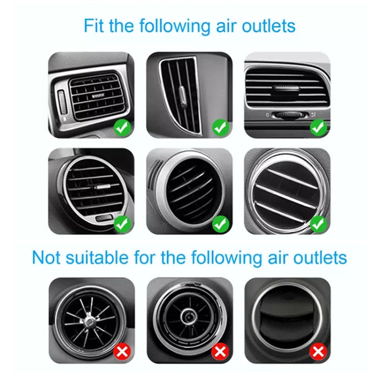 Magnetic wireless charger vent mount with compatible air outlet openings, dark gray