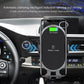 Car wireless phone charger stand with automatic clamping arms, black cradle