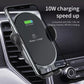 Car wireless phone charger stand holding a phone at an angle, black