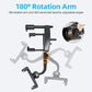 Black rearview mirror phone holder with 180° rotation arm and swivel mount