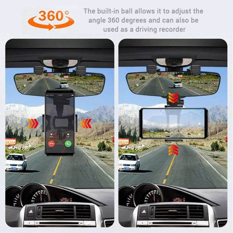 Black rearview mirror phone holder with adjustable 360° ball-head swivel mount