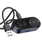 Compact Bluetooth audio receiver with USB cable, AUX input, and call/volume button