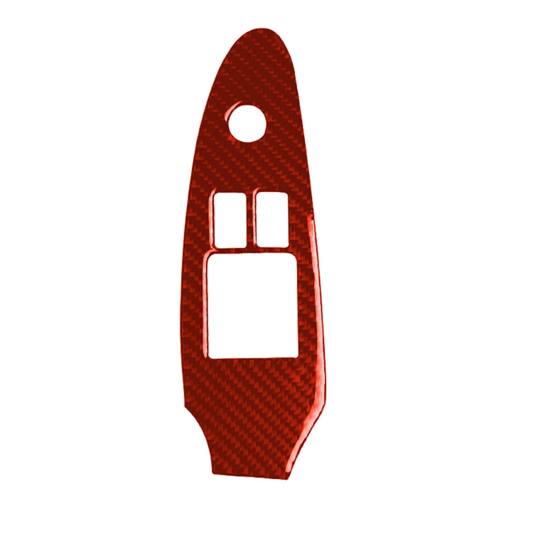 Red carbon fiber door lift control trim sticker with switch cutouts