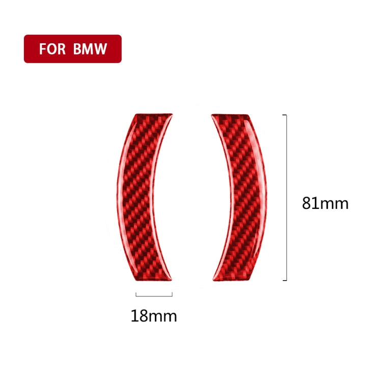 Red carbon fiber-style navigation trim sticker set, 81mm x 18mm curved pieces