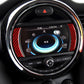 Red carbon fiber-style trim sticker around car navigation screen bezel