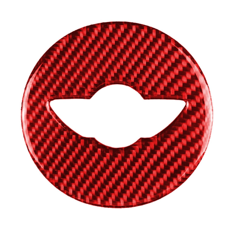 Red carbon fiber steering wheel logo sticker with white silhouette cutout
