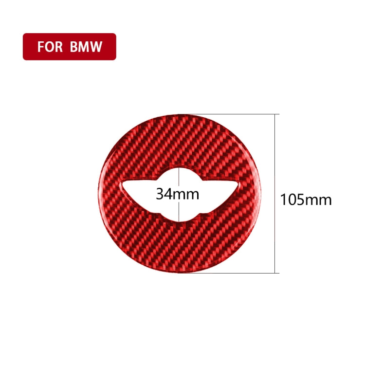Red carbon fiber BMW steering wheel logo sticker, 34mm center