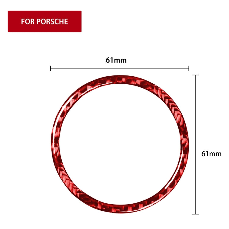 Red carbon fiber-style ring sticker, 61mm diameter