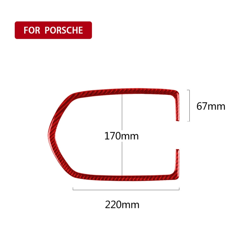 Red carbon fiber dome light panel trim sticker with size measurements