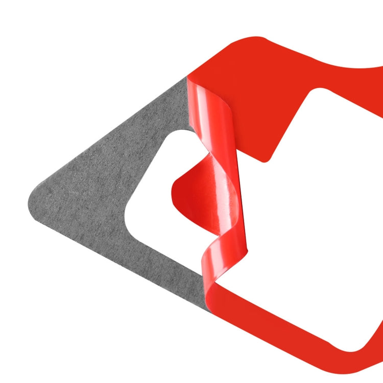 Carbon fiber-look gear shift trim sticker, red backing with gray cutout