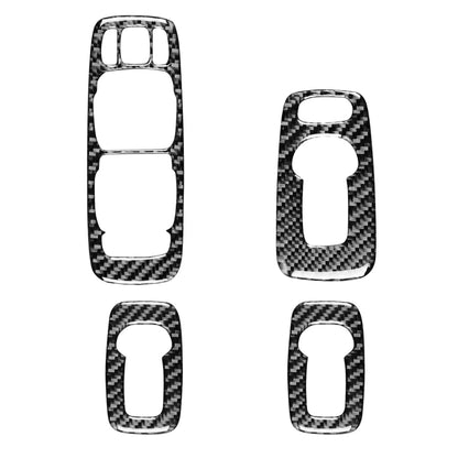 Carbon fiber window lift switch trim sticker set with four cutout overlays