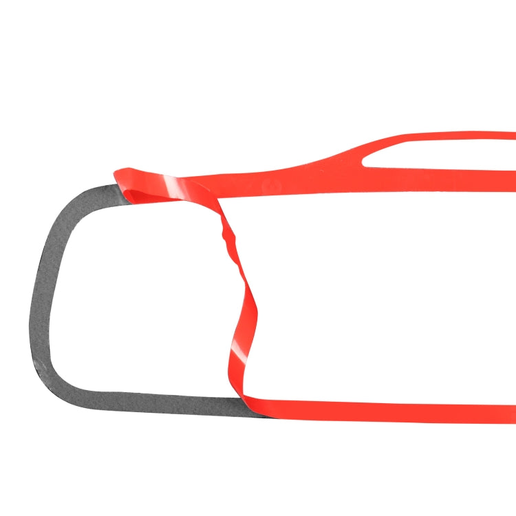 Rearview mirror sticker showing peel-off backing with black carbon fiber pattern