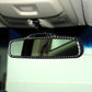 Installed black carbon fiber style rearview mirror trim sticker with curved frame