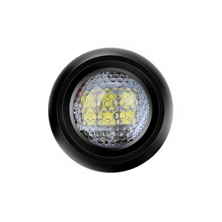 Black round LED reversing light close-up of circular lens with many LED dots