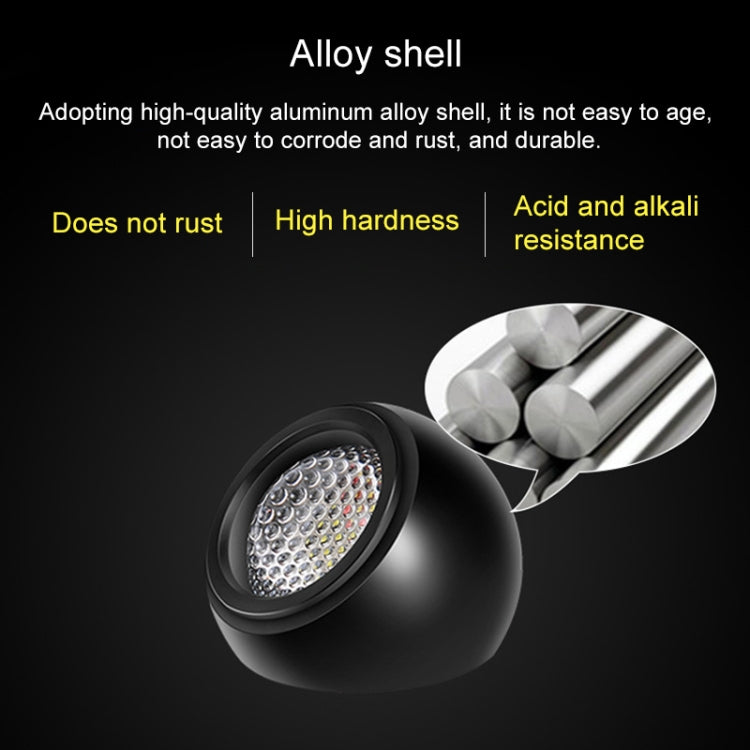 Round black LED reversing light with aluminum alloy shell detail