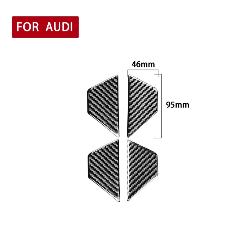 Carbon fiber triangular door insert stickers, sized 46mm by 95mm