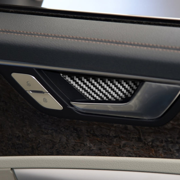 Carbon fiber inner door handle bowl trim insert, black and silver weave