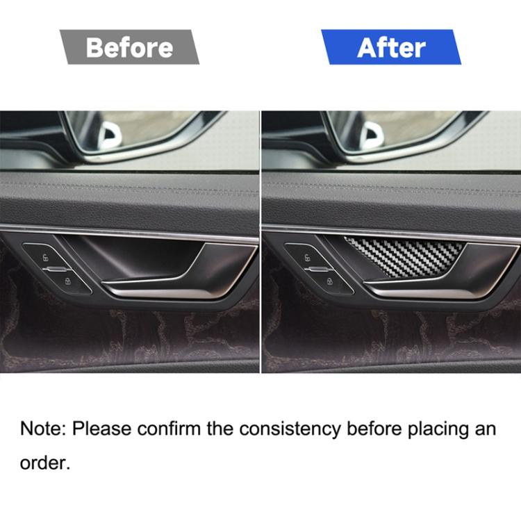 Door panel inner trim before-and-after, carbon fiber weave overlay