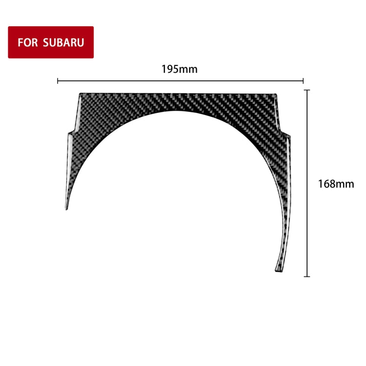 Carbon fiber gear console trim sticker with curved arch and side tabs for right drive