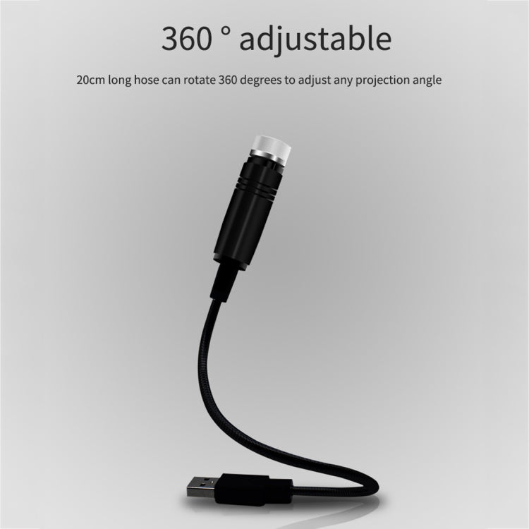 Black car USB star dome projector hose light with adjustable flexible cable