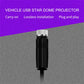 Vehicle USB star dome projector with black housing and silver top tip