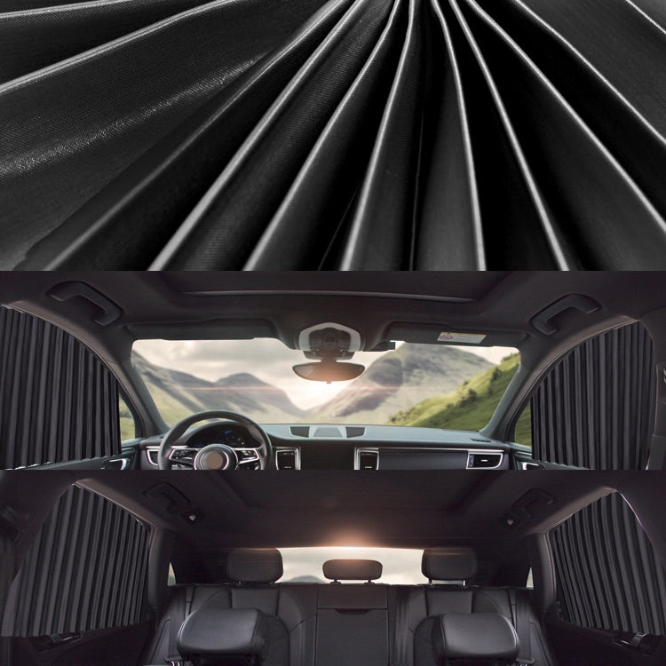 Black car sunshade curtains set with full coverage on front and rear side windows